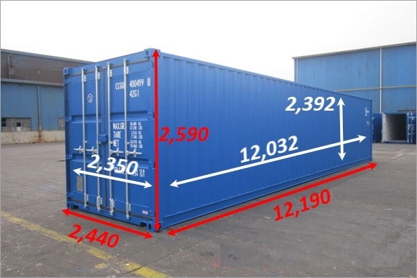 kich thuoc container 40feet