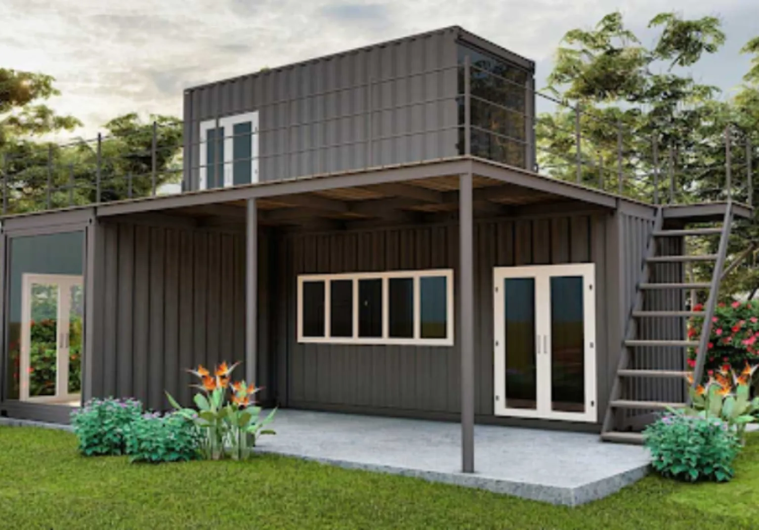 Mẫu nhà container 50 triệu 2 tầng phù hợp cho hộ gia đình